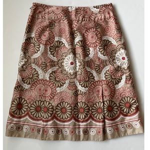 Ann Taylor Loft Women’s Tan Floral Print A-Line Skirt Size 2